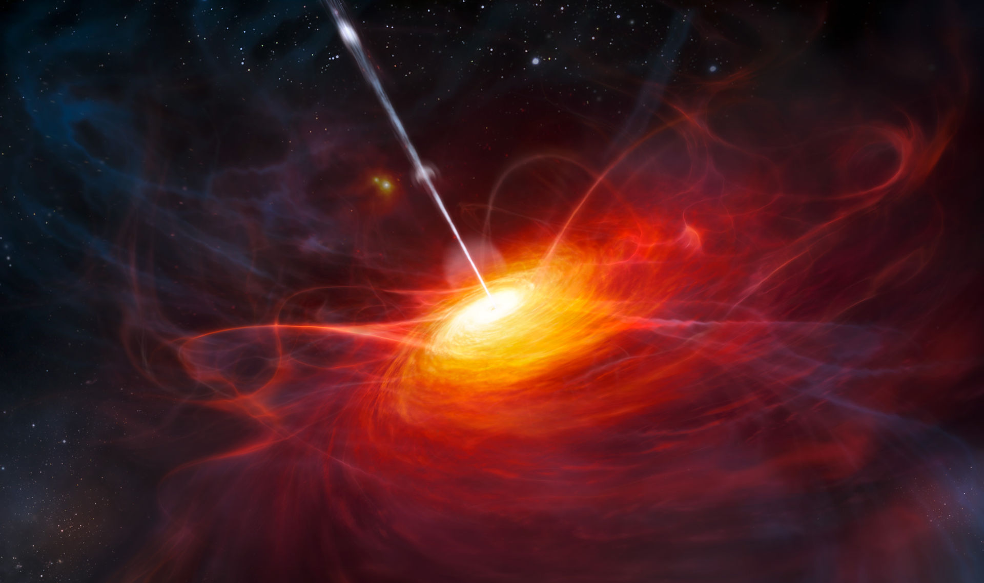 Güneş'in iki milyar katı kütleye sahip ULAS J1120+0641 kuasarı. [Wikipedia]