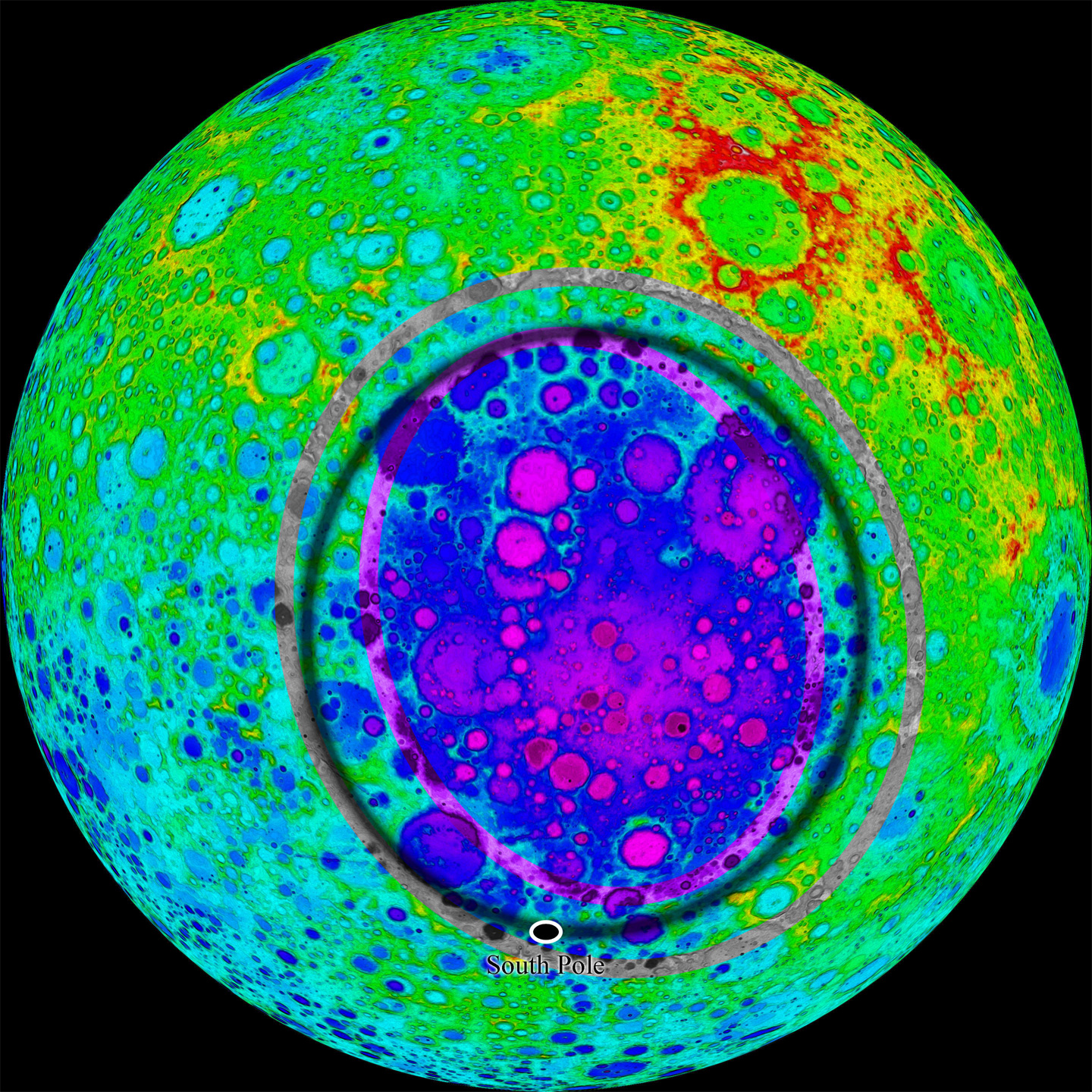 Ay'ın Güney Kutbu'ndaki Aitkin krateri. [Wikipedia]