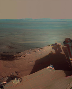 Opportunity'nin Endeavour kraterinde Mayıs 2012'de çektiği bir panorama. [NASA]