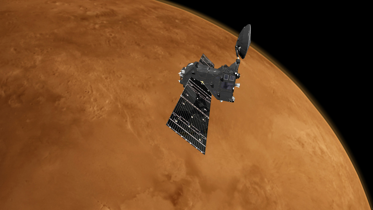 ExoMars'ı Mars yörüngesinde gösteren çizim. [ESA]