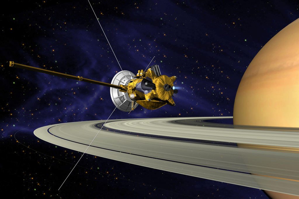 Uzay sondası Cassini-Huygens görevi için Satürn'ün yörüngesinde.